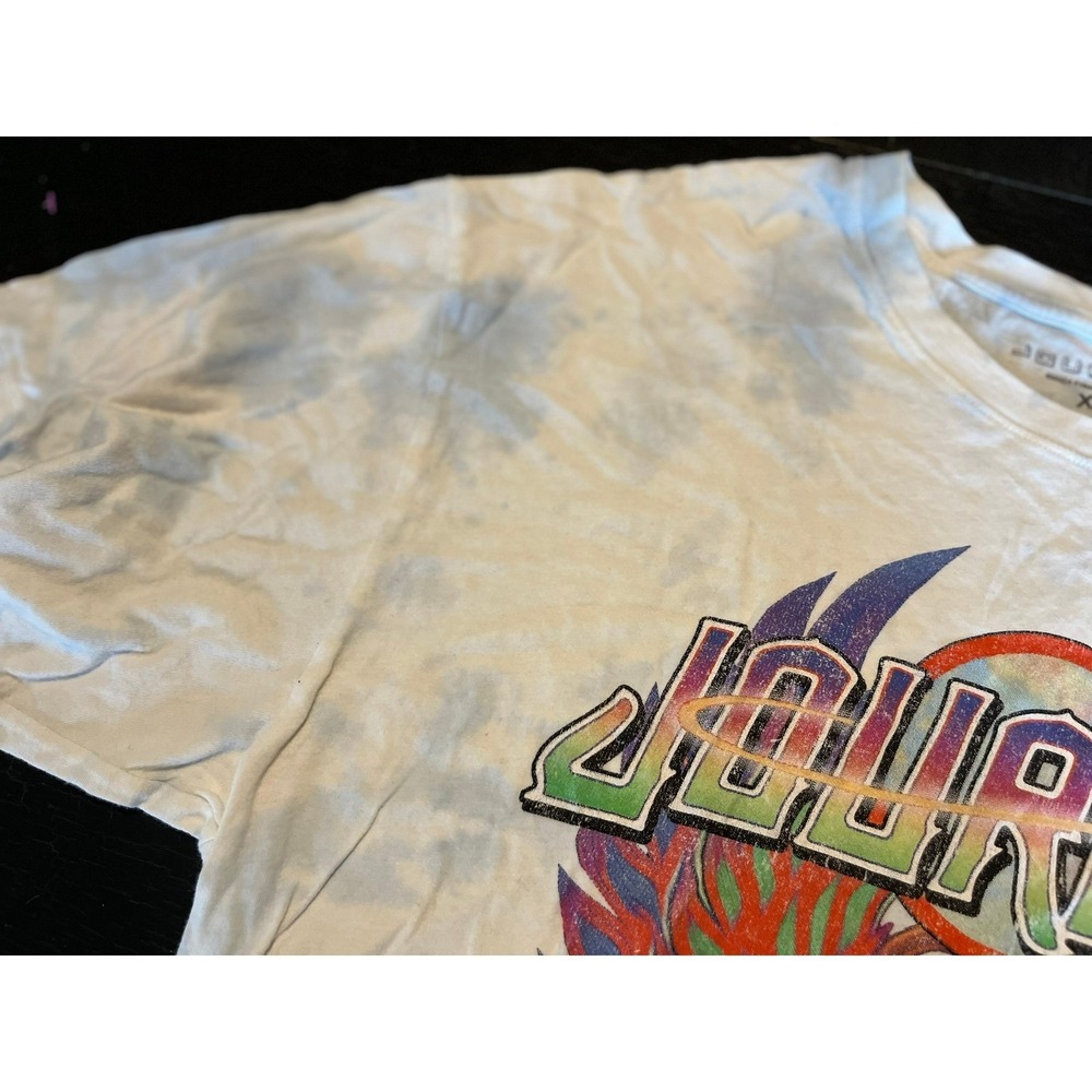 Journey Band Tee XL White Graphic Scarab Wings 80s Rock Cropped T Shirt‎ - Picture 3 of 7